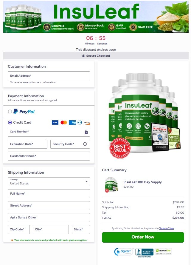 InsuLeaf safe encrypted checkout